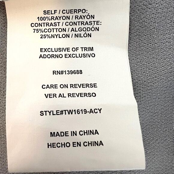 Taylor & Sage Womens Faux Wrap Blouse Large Light Gray Lace Crochet Cottagecore - Picture 5 of 6